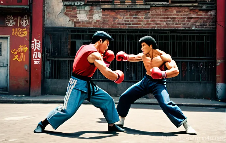 더블 드래곤 시리즈 주요 기술 - **Prompt 1: Classic Street Brawl - Mastery of Basic Strikes** "A dynamic, action-packed scene de...