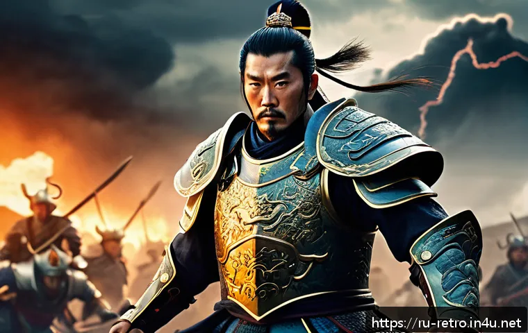 삼국지 영걸전 숨겨진 캐릭터 - A dynamic battle scene in an ancient Chinese setting featuring Li Zicheng, a rare attacking hero fro...